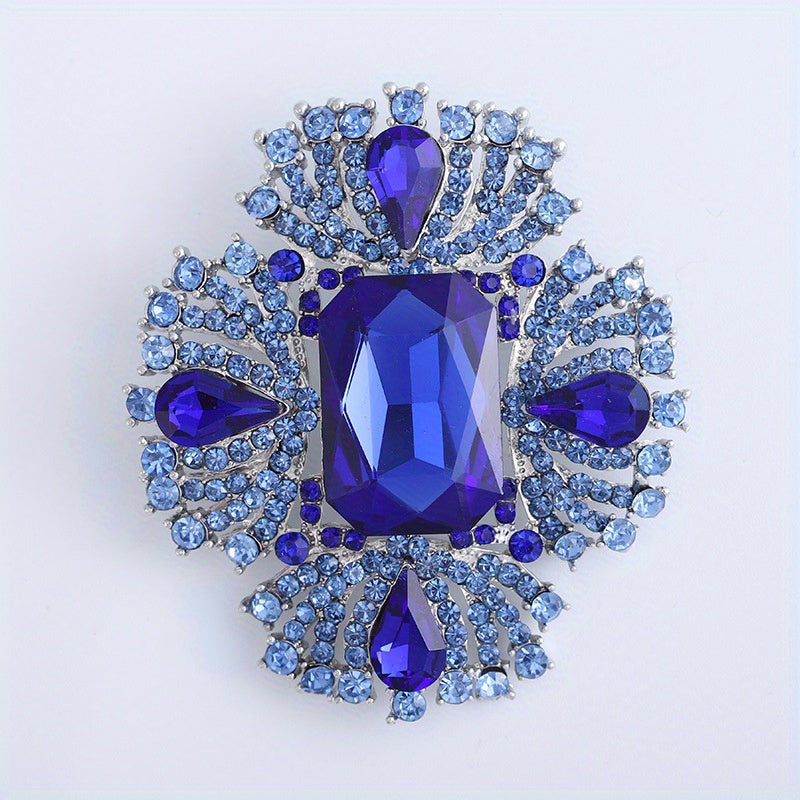 Elegant brooch adorned with sparkling rhinestones, ideal for adding a touch of luxury to women's dresses, coats, sweaters, and corsages.