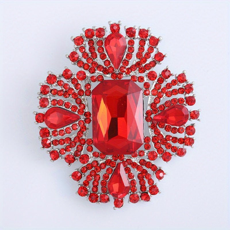 Elegant brooch adorned with sparkling rhinestones, ideal for adding a touch of luxury to women's dresses, coats, sweaters, and corsages.