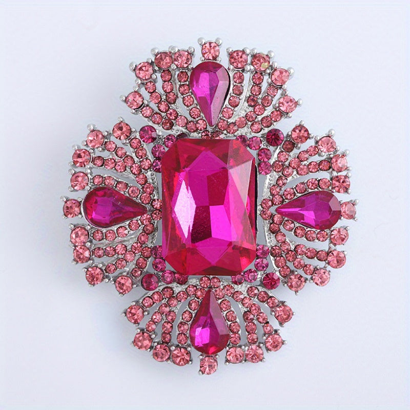 Elegant brooch adorned with sparkling rhinestones, ideal for adding a touch of luxury to women's dresses, coats, sweaters, and corsages.