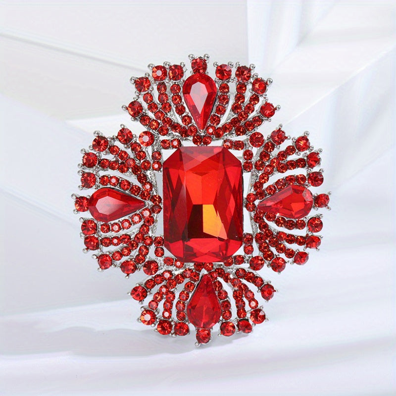 Elegant brooch adorned with sparkling rhinestones, ideal for adding a touch of luxury to women's dresses, coats, sweaters, and corsages.