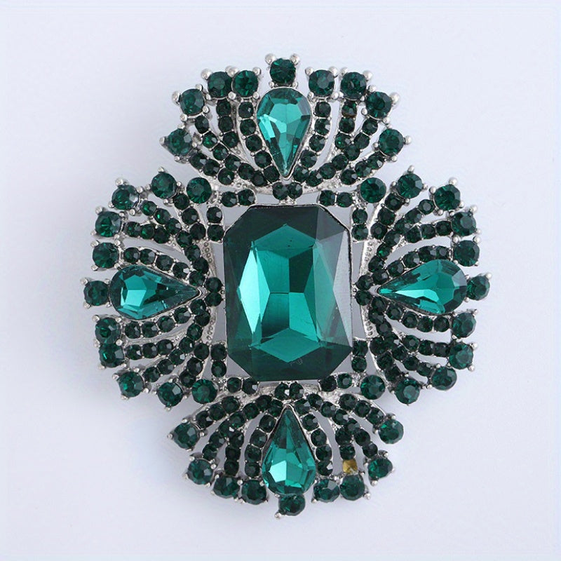 Elegant brooch adorned with sparkling rhinestones, ideal for adding a touch of luxury to women's dresses, coats, sweaters, and corsages.