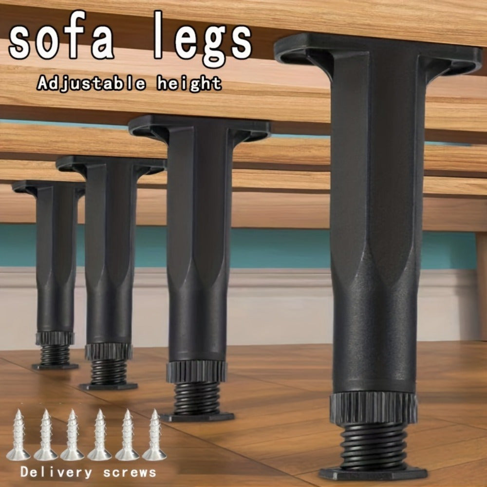 Adjustable Center Bed Support Leg Set - Set of 6 leg pieces, perfect for supporting your bed frame. Can be adjusted to the desired height and used as a replacement for damaged or broken frame legs. Ideal for providing extra stability and support to your