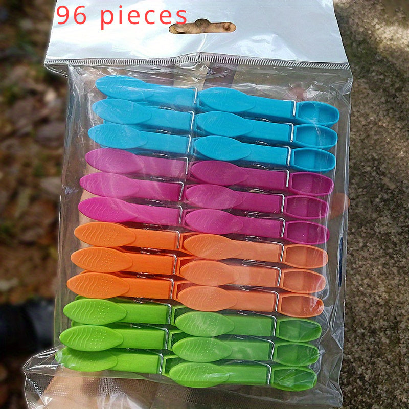 Pack of 96 Clothespins in a Variety of Colors, Made from Heavy-Duty Plastic with Durable Spring Clips, Ideal for Air-Drying Clothes and Hanging Photos, Multi-Purpose Set for Laundry and More