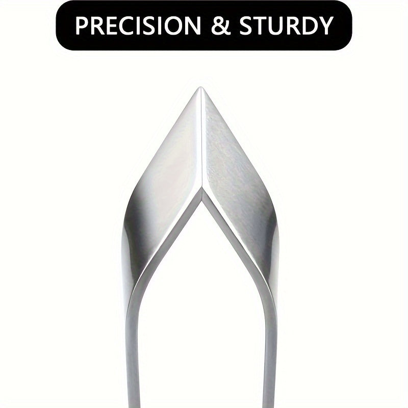 Professional grade fishbone tweezers with stainless steel flat and tilted tips for easy removal, perfect for restaurants and home cooking.