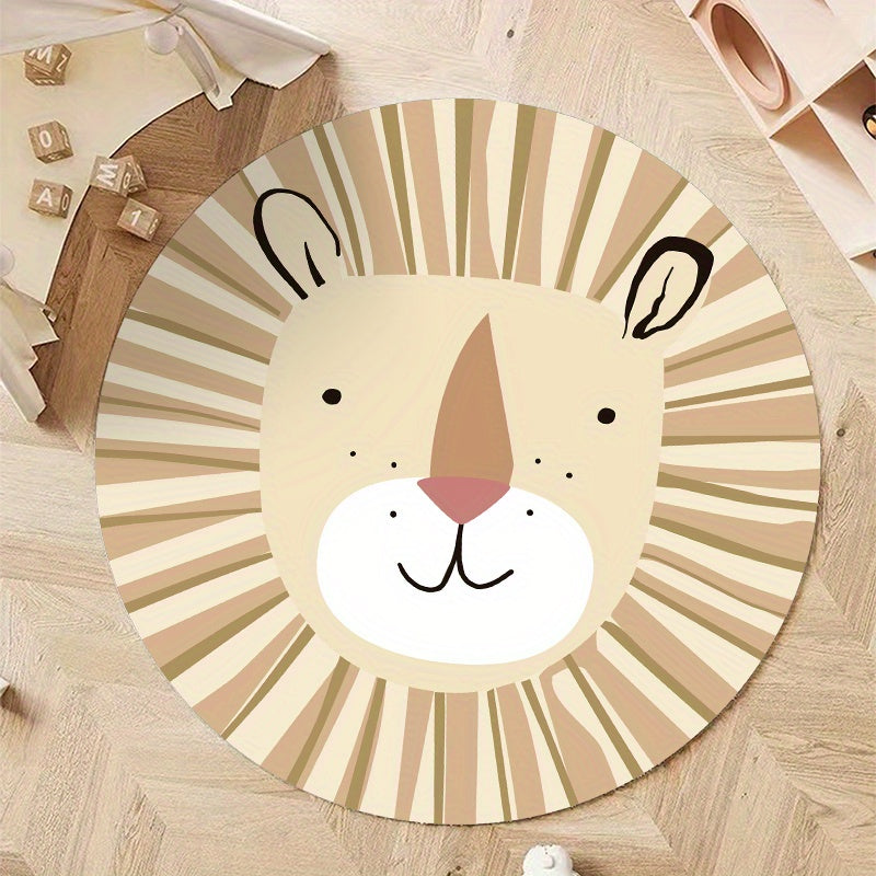 Decorate your living room or bedroom with this adorable Cute Cartoon Animals Pattern Round Rug made with Artificial Cashmere. This Non-slip Floor Rug is a Suitable Soft Carpet that adds a cozy atmosphere to any space. This Non-shedding Decorative Floor