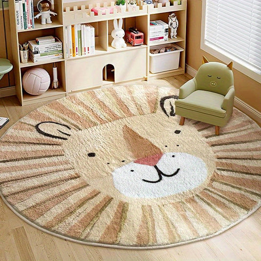 Decorate your living room or bedroom with this adorable Cute Cartoon Animals Pattern Round Rug made with Artificial Cashmere. This Non-slip Floor Rug is a Suitable Soft Carpet that adds a cozy atmosphere to any space. This Non-shedding Decorative Floor