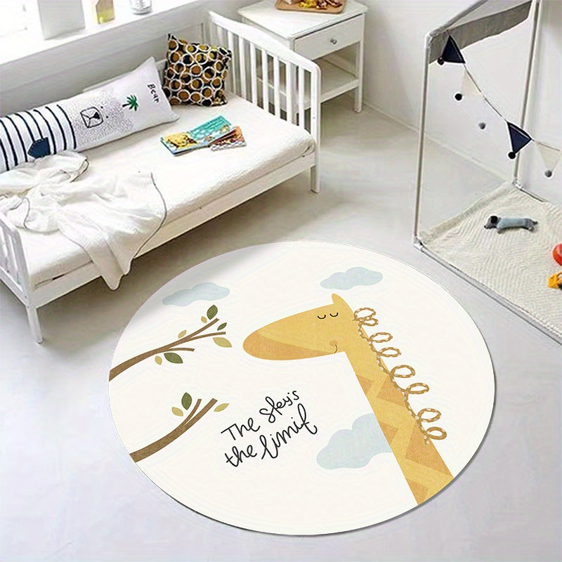 Decorate your living room or bedroom with this adorable Cute Cartoon Animals Pattern Round Rug made with Artificial Cashmere. This Non-slip Floor Rug is a Suitable Soft Carpet that adds a cozy atmosphere to any space. This Non-shedding Decorative Floor