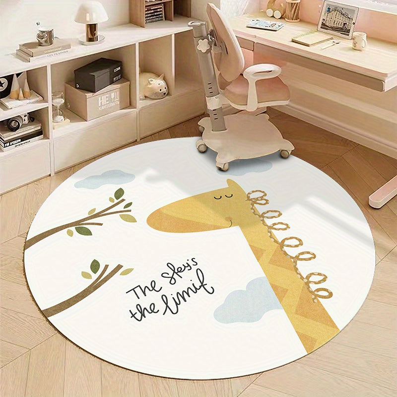 Decorate your living room or bedroom with this adorable Cute Cartoon Animals Pattern Round Rug made with Artificial Cashmere. This Non-slip Floor Rug is a Suitable Soft Carpet that adds a cozy atmosphere to any space. This Non-shedding Decorative Floor