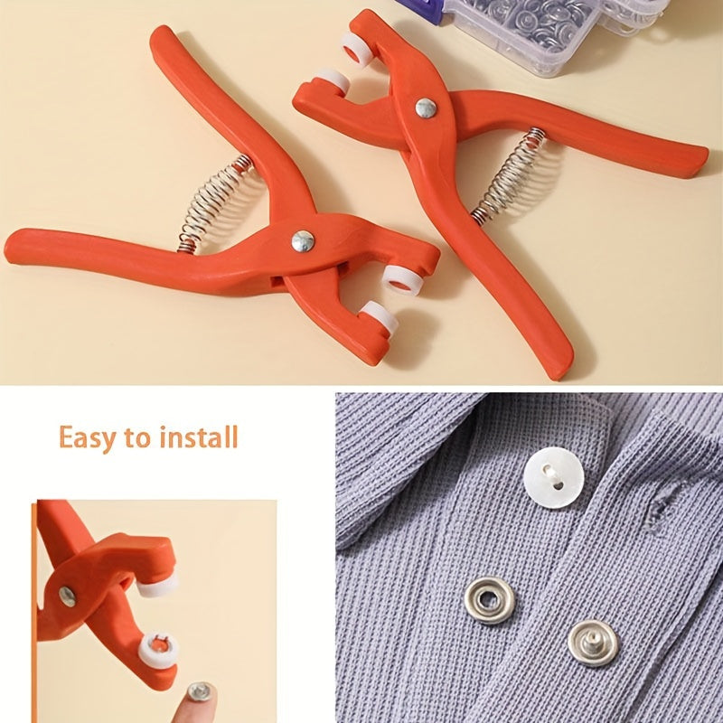 200 button accessories with plastic hand pliers for quick clothing and quilt production.