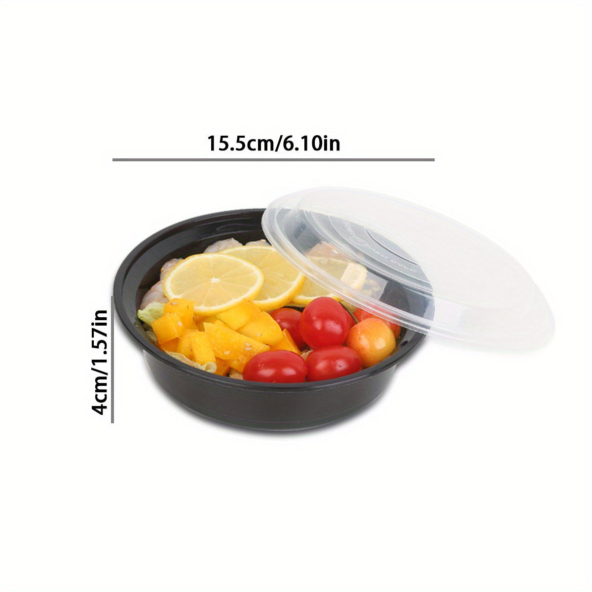 Black Round Food Storage Containers in Sets of 10, 30, or 50 - Stackable, Leak-proof, and Microwave Safe Lunch Boxes with Lids. Perfect for Meal Prep, Outdoor Activities, and School Supplies. Essential Kitchen Storage and Household Item.