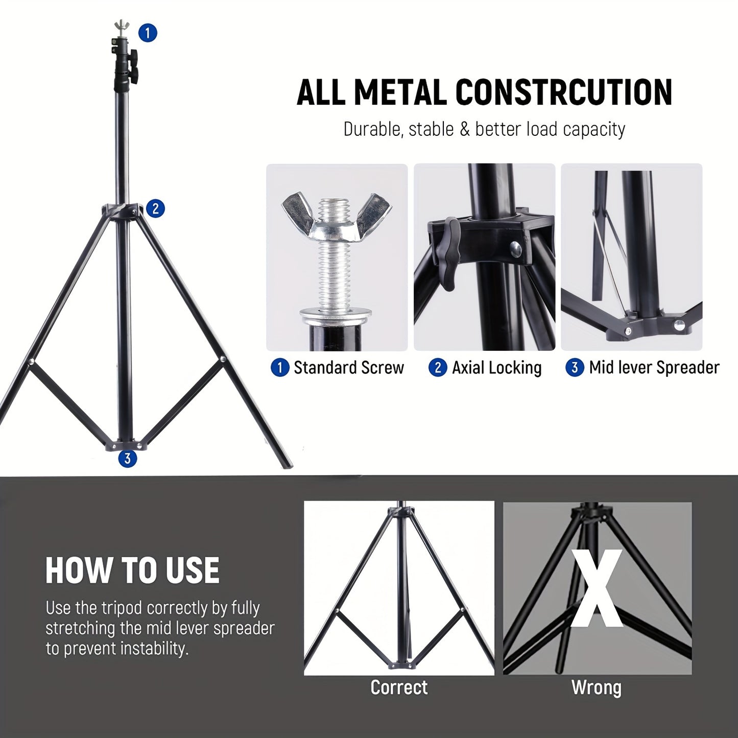 Adjustable backdrop stand for photo studio, parties, weddings - 7x7ft/2x2m with 3 crossbars, 4 clamps, and balloon arch support kit.