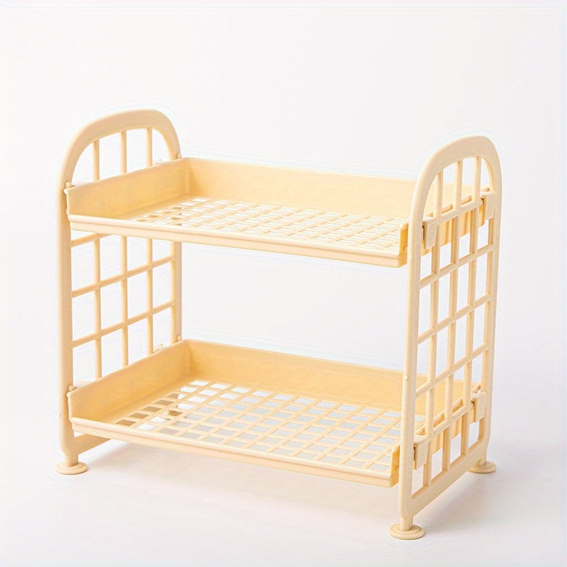 Versatile Plastic Organizer Cart for Kitchen and Bathroom - Compact Storage Solution for Snacks, Seasonings, and Accessories - No-Drill Utility Rack with Many Practical Applications.