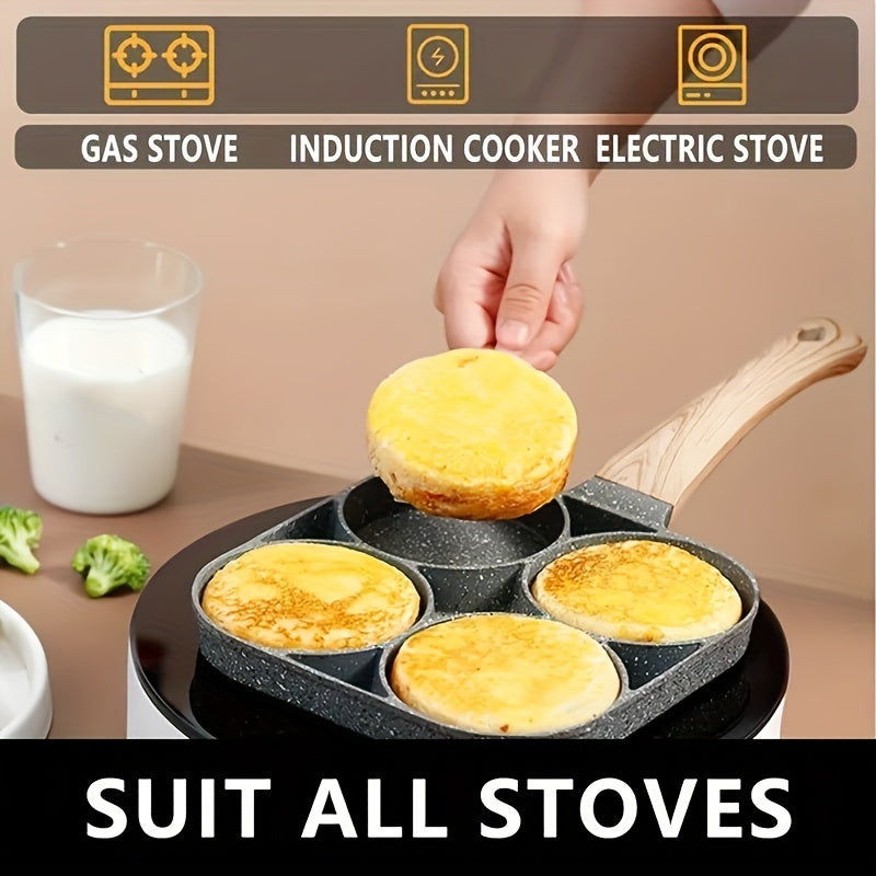 Four-Hole Non-Stick Omelette Pan for Easy Egg Hamburger and Breakfast Dumpling Making at Home