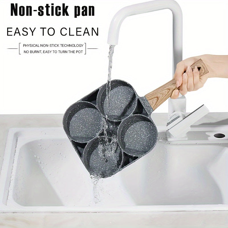 Four-Hole Non-Stick Omelette Pan for Easy Egg Hamburger and Breakfast Dumpling Making at Home