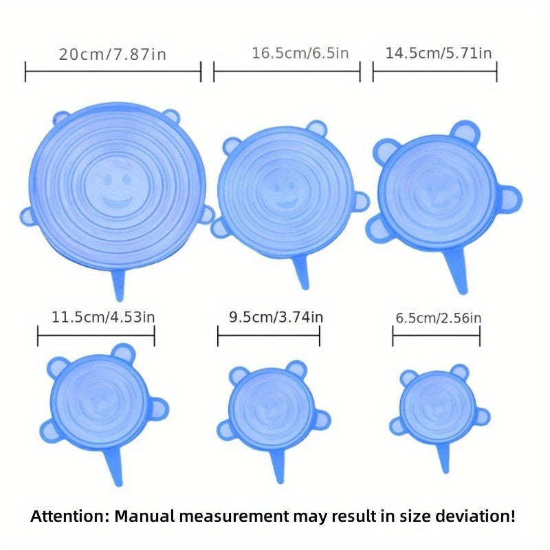 Set of 6/12 Reusable Silicone Stretch Lids for Food Bowls - Versatile Covers for Keeping Fruits and Vegetables Fresh