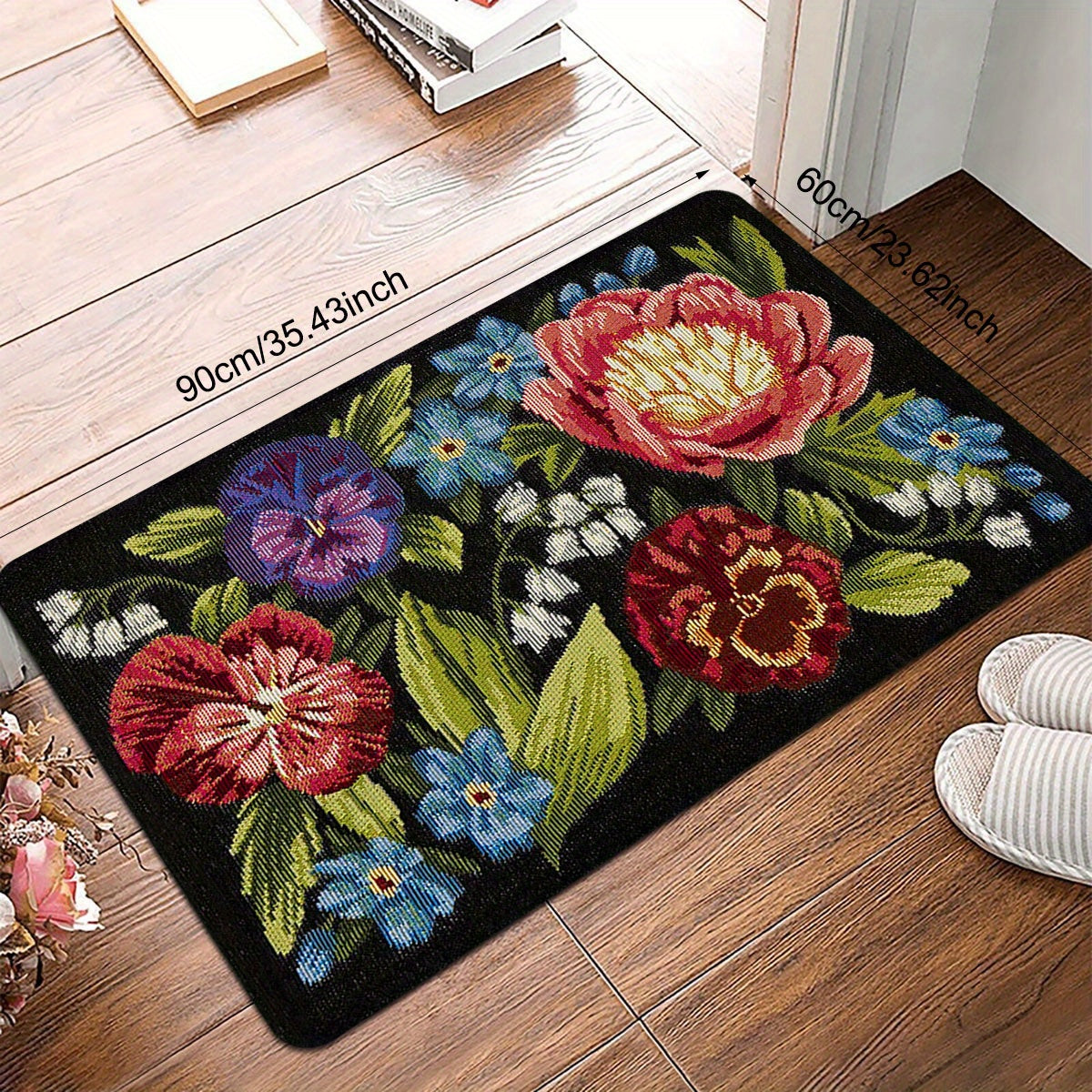 Get your hands on this Floral Retro Pixel Print Entrance Mat! Made with non-slip, stain-resistant polyester and a sponge backing, this rug is perfect for both indoor and outdoor use. Ideal for the kitchen, laundry room, and bathroom, this mat features a