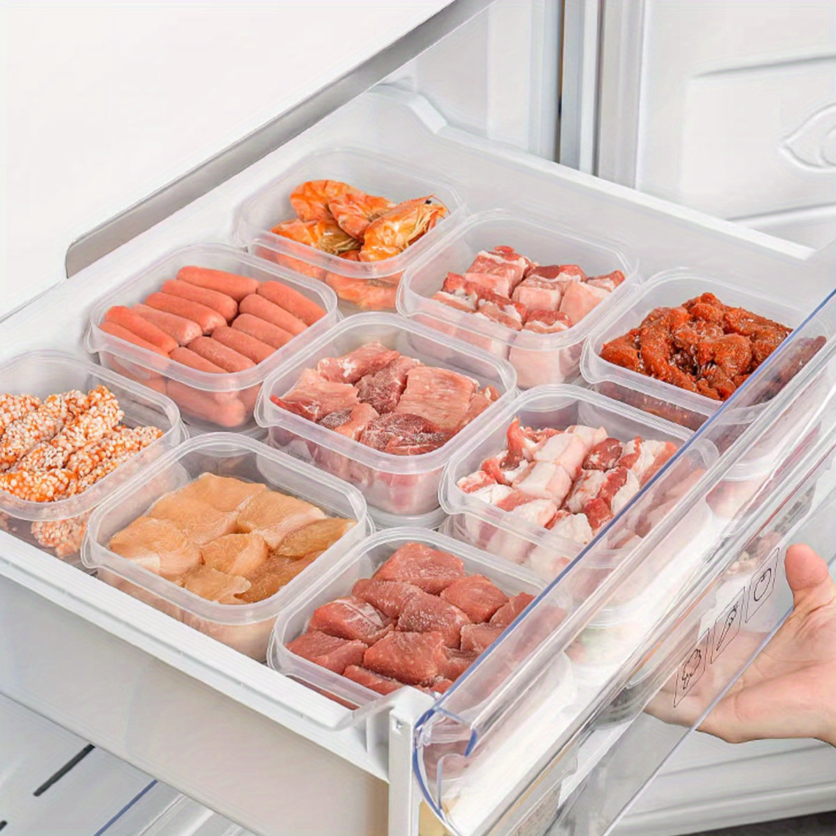 Durable ABS Stackable Freezer Storage Containers in Sets of 10, 15, and 20 - Sealed for Preserving Meat and Ice Cream