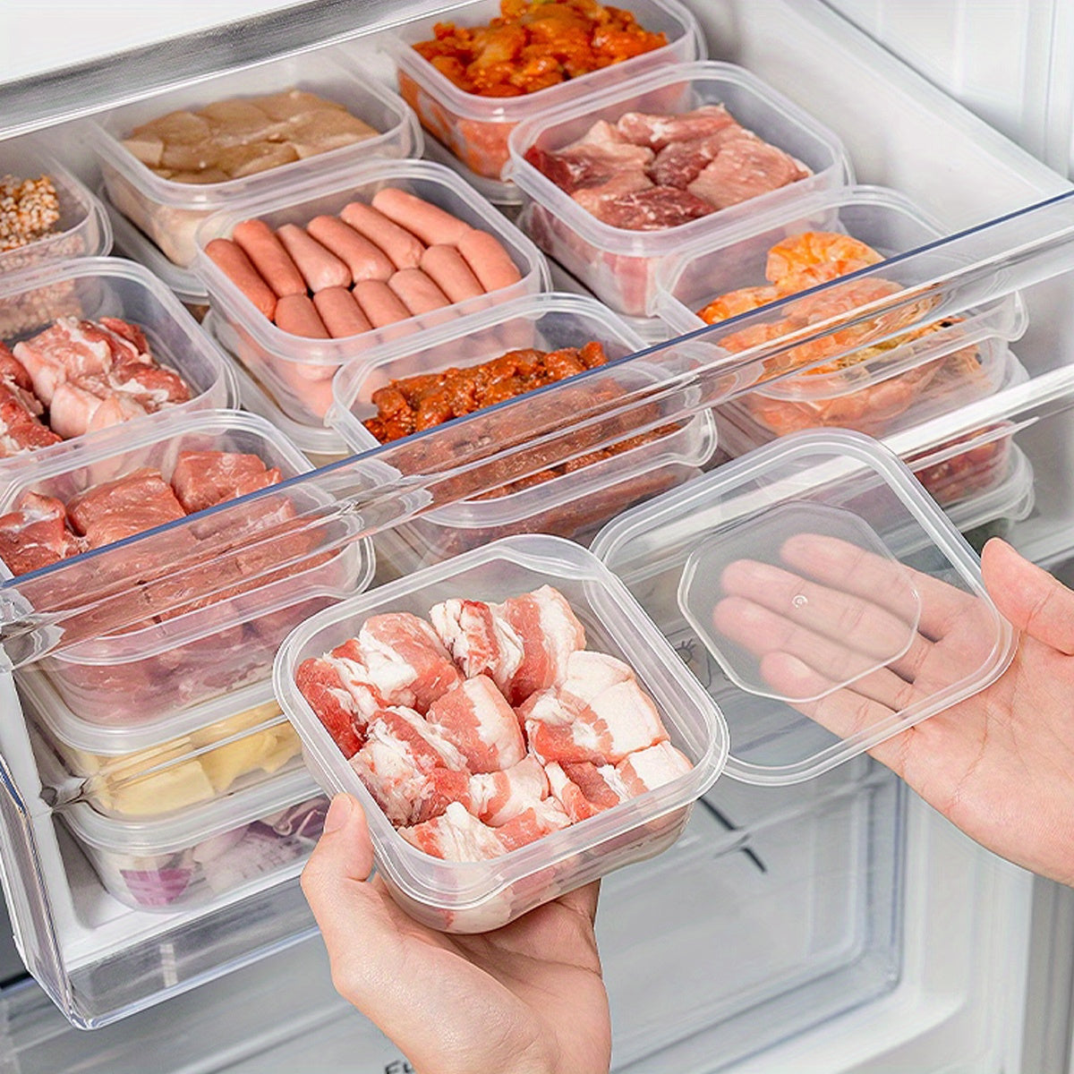 Durable ABS Stackable Freezer Storage Containers in Sets of 10, 15, and 20 - Sealed for Preserving Meat and Ice Cream