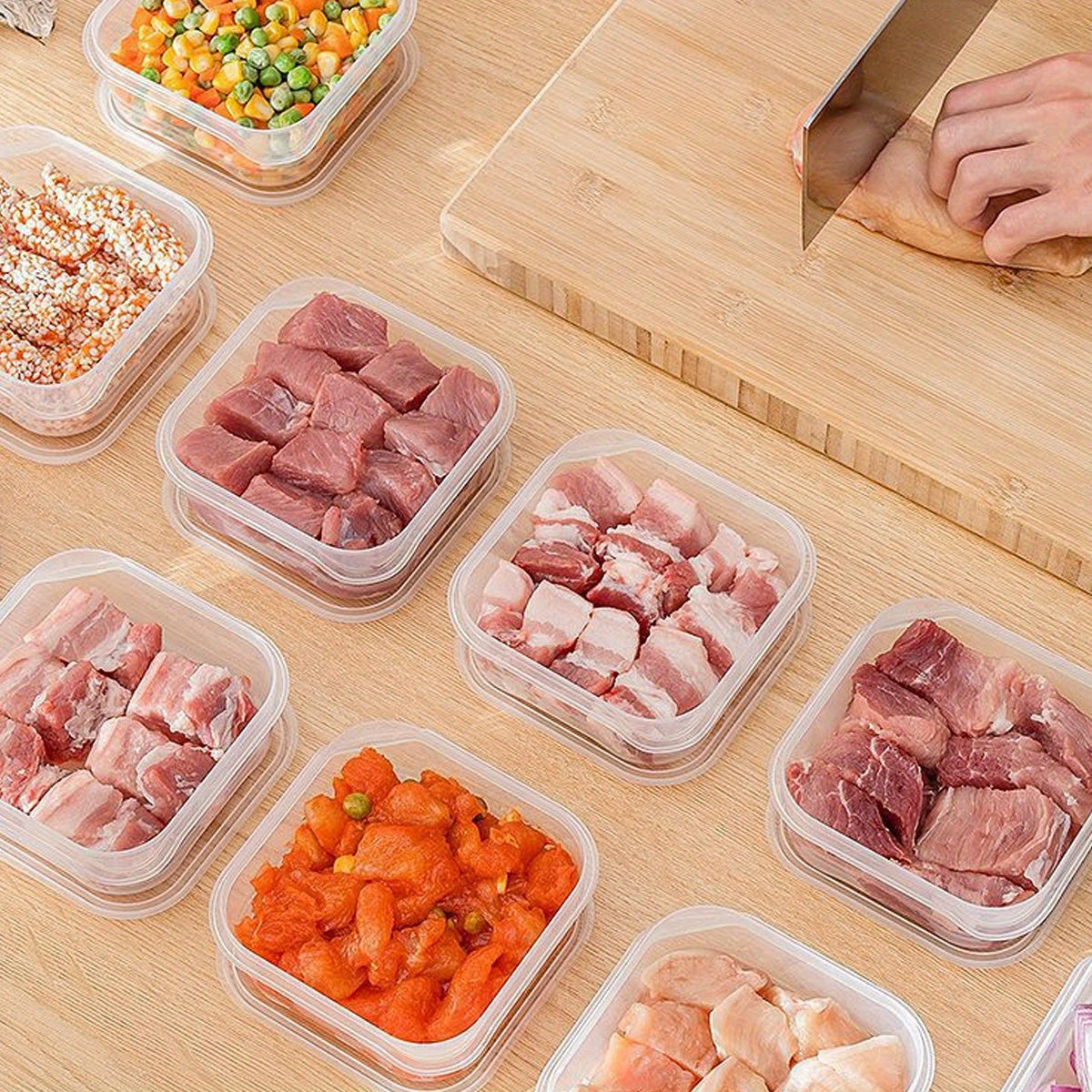 Durable ABS Stackable Freezer Storage Containers in Sets of 10, 15, and 20 - Sealed for Preserving Meat and Ice Cream