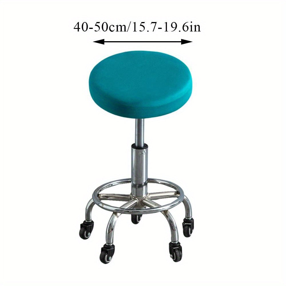 Stretchy round slipcover for bar stool, protecting furniture in dining, living, or office areas.