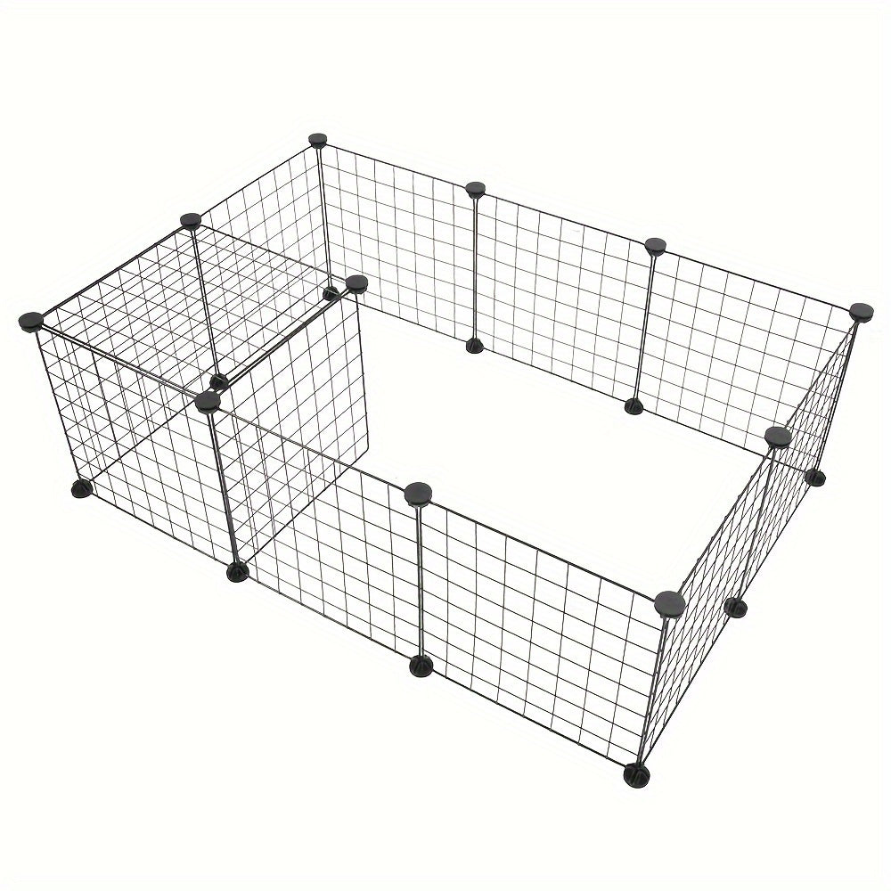 12-piece pet playpen for small animals; indoor portable metal wire partition for rabbits; assembled kennel crate fence tent.