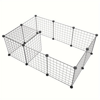 12-piece pet playpen for small animals; indoor portable metal wire partition for rabbits; assembled kennel crate fence tent.