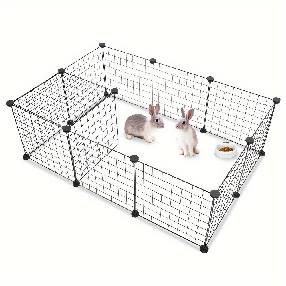 12-piece pet playpen for small animals; indoor portable metal wire partition for rabbits; assembled kennel crate fence tent.