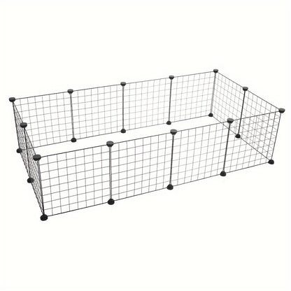 12-piece pet playpen for small animals; indoor portable metal wire partition for rabbits; assembled kennel crate fence tent.