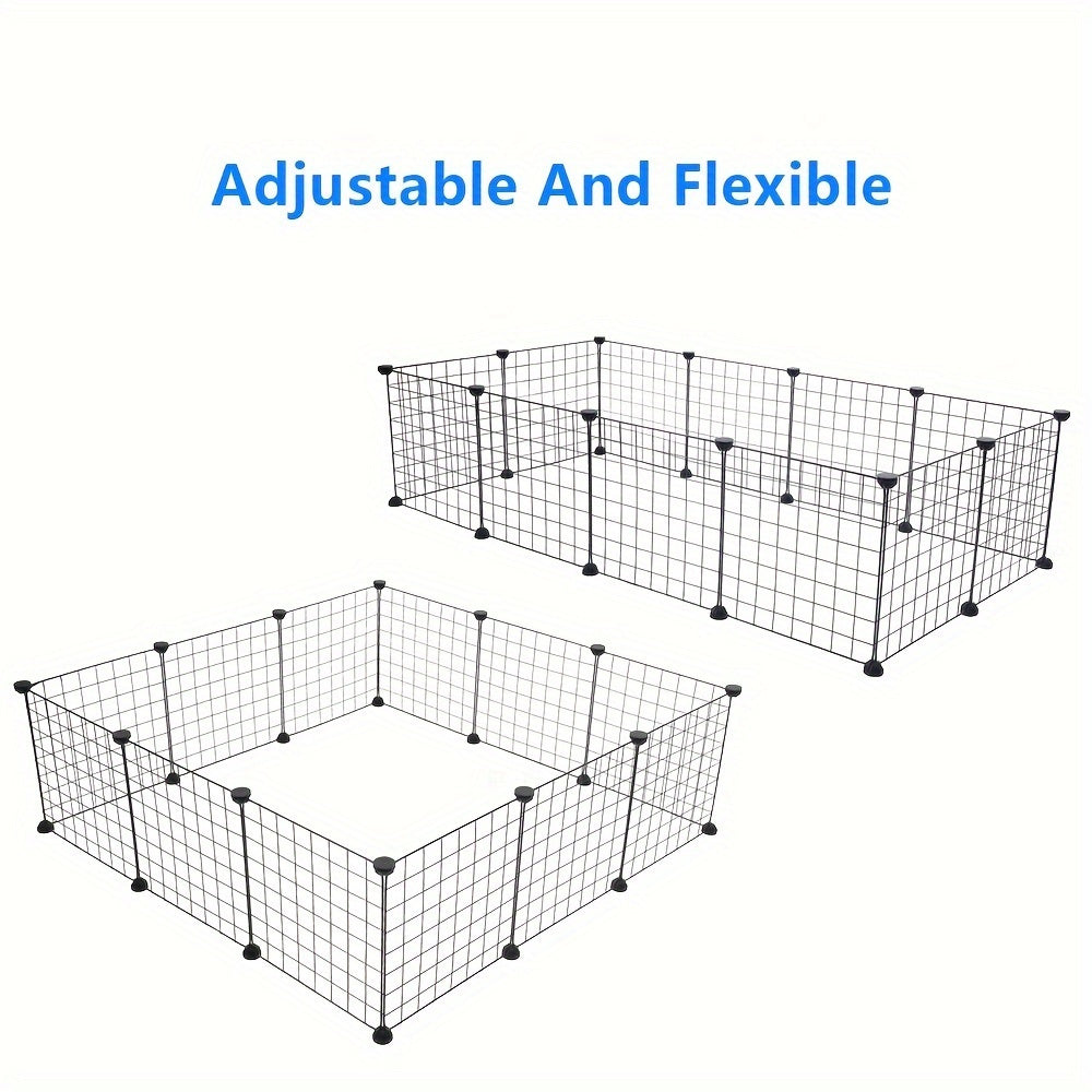 12-piece pet playpen for small animals; indoor portable metal wire partition for rabbits; assembled kennel crate fence tent.