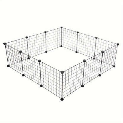 12-piece pet playpen for small animals; indoor portable metal wire partition for rabbits; assembled kennel crate fence tent.