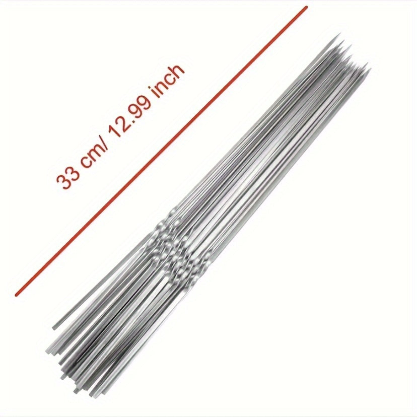 Set of 20/30pcs Long-Lasting Stainless Steel BBQ Skewers Ideal for both Outdoor and Indoor Grilling Gatherings - Simple to Wash, Essential Kitchen Tools, BBQ Must-Have