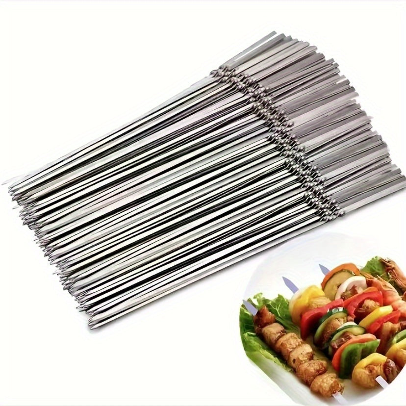 Set of 20/30pcs Long-Lasting Stainless Steel BBQ Skewers Ideal for both Outdoor and Indoor Grilling Gatherings - Simple to Wash, Essential Kitchen Tools, BBQ Must-Have