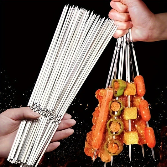 Set of 20/30pcs Long-Lasting Stainless Steel BBQ Skewers Ideal for both Outdoor and Indoor Grilling Gatherings - Simple to Wash, Essential Kitchen Tools, BBQ Must-Have