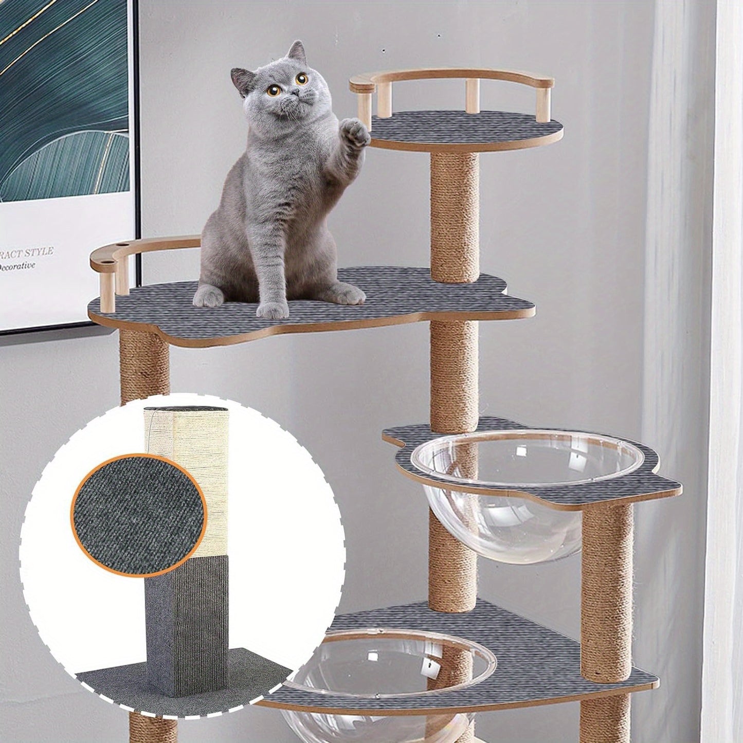 WhiskerWonders Self-Adhesive Cat Scratching Pad, DIY furniture protector for sofa/couch, step & climbing frame, pre-assembled replacement parts for cat scratch post.