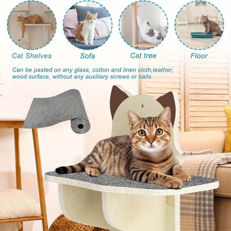 WhiskerWonders Self-Adhesive Cat Scratching Pad, DIY furniture protector for sofa/couch, step & climbing frame, pre-assembled replacement parts for cat scratch post.