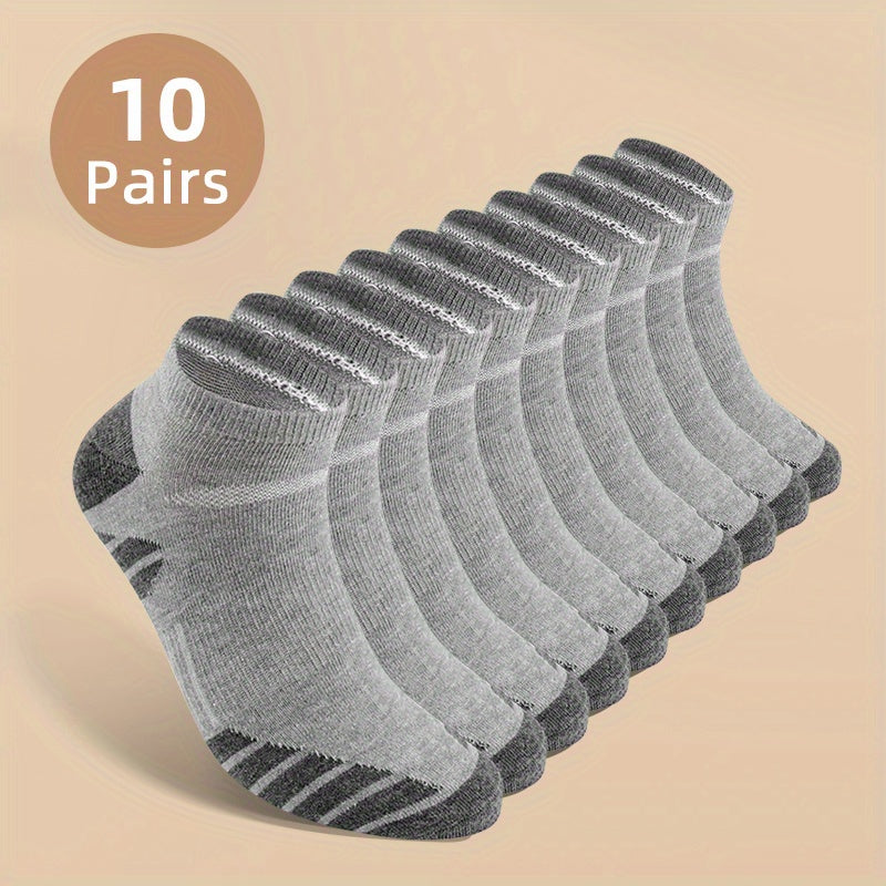 Men's low cut socks, anti-odor and sweat absorption, suitable for daily and outdoor wear in all seasons. Comes in a pack of 10 or 20 pairs. Comfortable and breathable.