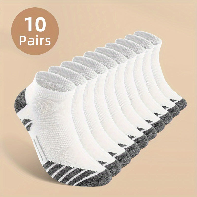 Men's low cut socks, anti-odor and sweat absorption, suitable for daily and outdoor wear in all seasons. Comes in a pack of 10 or 20 pairs. Comfortable and breathable.