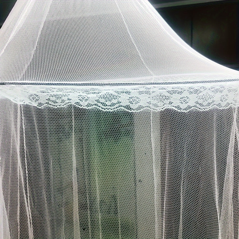 Stylish Blue Lace Elegant Dome Mosquito Net - Suitable for All Bed Sizes, Easy to Install for Home and Camping Protection