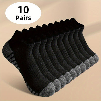 10 pairs of men's knitted low cut socks for daily wear in spring and summer, with anti-odor and sweat absorption features.