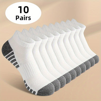 10 pairs of men's knitted low cut socks for daily wear in spring and summer, with anti-odor and sweat absorption features.