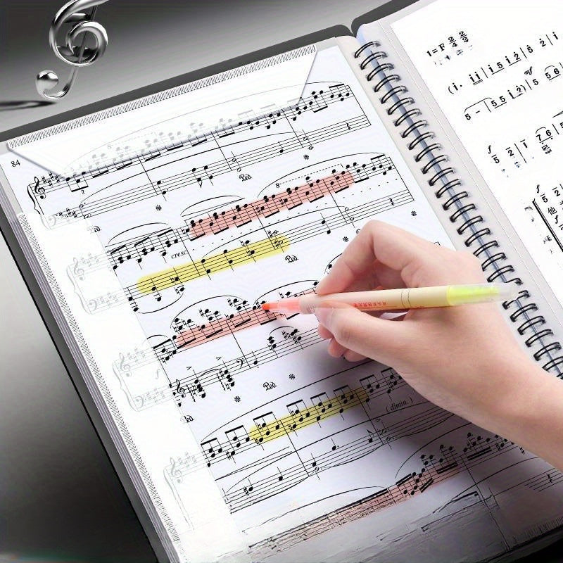 20/30 Page Extended Piano Sheet Music Folder, A4 Size Black Double-sided Writing Choir Folder for Marching Band Piano