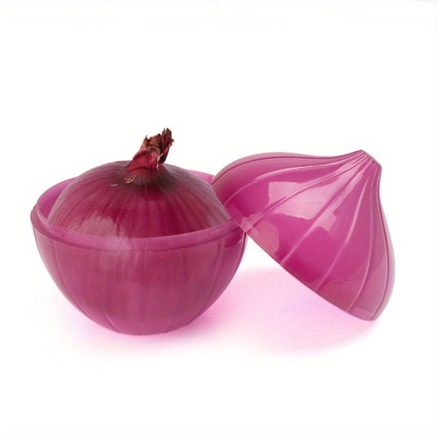 Purple Onion Shaped Storage Box with Sealable Lid - Durable Plastic Container for Onions, Reusable and Ideal for Kitchen Organization and Storage