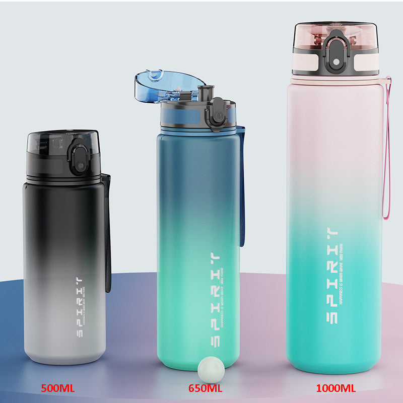 Gradient sports water bottle with easy-flip top for active lifestyles.