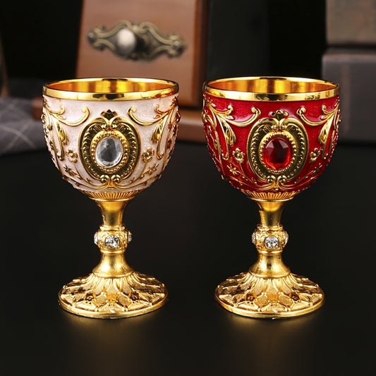 Vintage metal chalice goblet for wine, champagne, and liqueur - ideal for bars, restaurants, and home decor, perfect for summer drinkware.