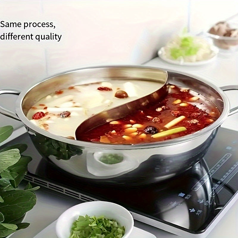 Multi-Purpose Stainless Steel Pot for Hot Pot and Noodles - Features Two Handles, Suitable for Induction and Gas Stoves, Ideal for Home and Commercial Kitchens.