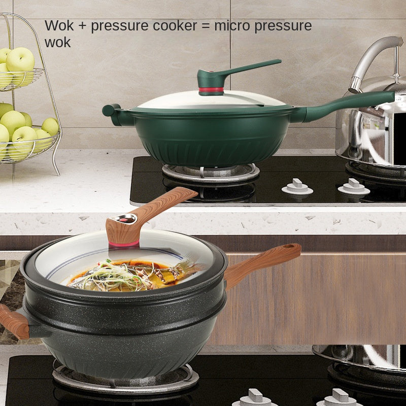 1 piece of Black Diamond Wok and Rice Stone Non-stick Pot, suitable for use on both micro-pressure soup pot and cooking pot. Can be used on both an electromagnetic stove and gas stove.