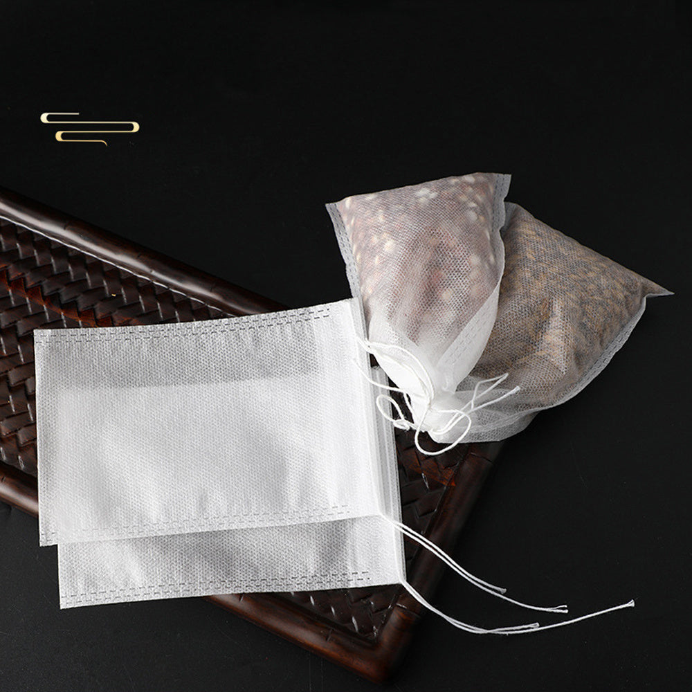 100 Tea Bags made of Nonwoven material, designed for use with Spice Tea Infusers. These Disposable Tea Bags come with a string seal, ideal for use in Restaurants, Hotels, Family Gatherings, Theme Parties, Weddings, and Birthday Parties.