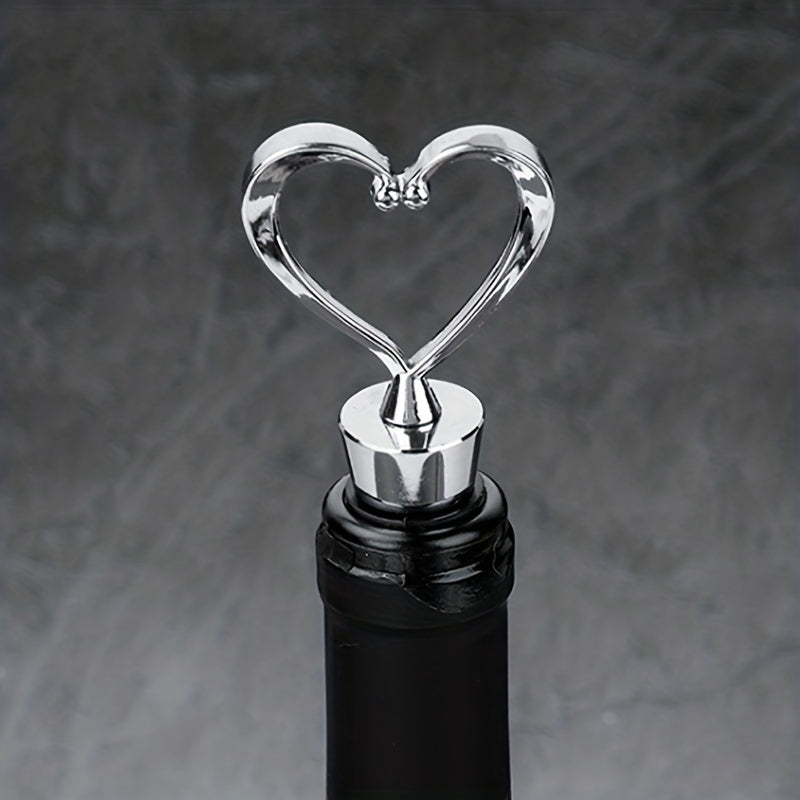 Durable Love Heart Design Zinc Alloy Wine Bottle Stopper perfect for bars and hotels, made with ABS material.