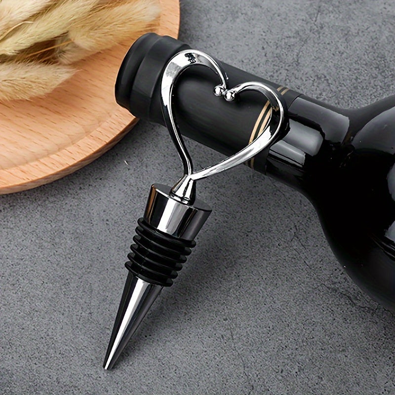 Durable Love Heart Design Zinc Alloy Wine Bottle Stopper perfect for bars and hotels, made with ABS material.