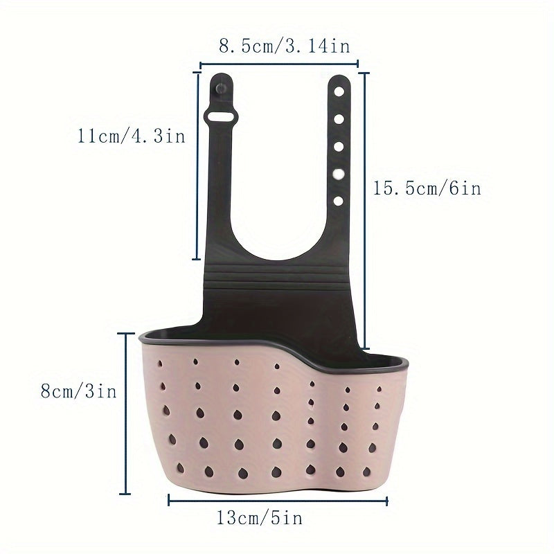 Adjustable silicone sink caddy for sponges and supplies, no batteries required.